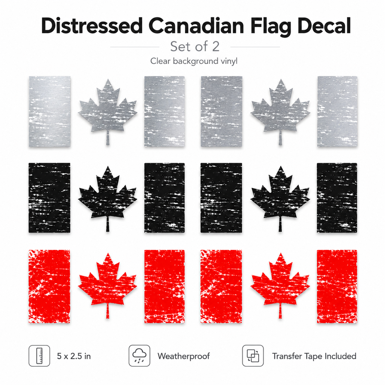 Distressed Canadian flag set truck decal concept