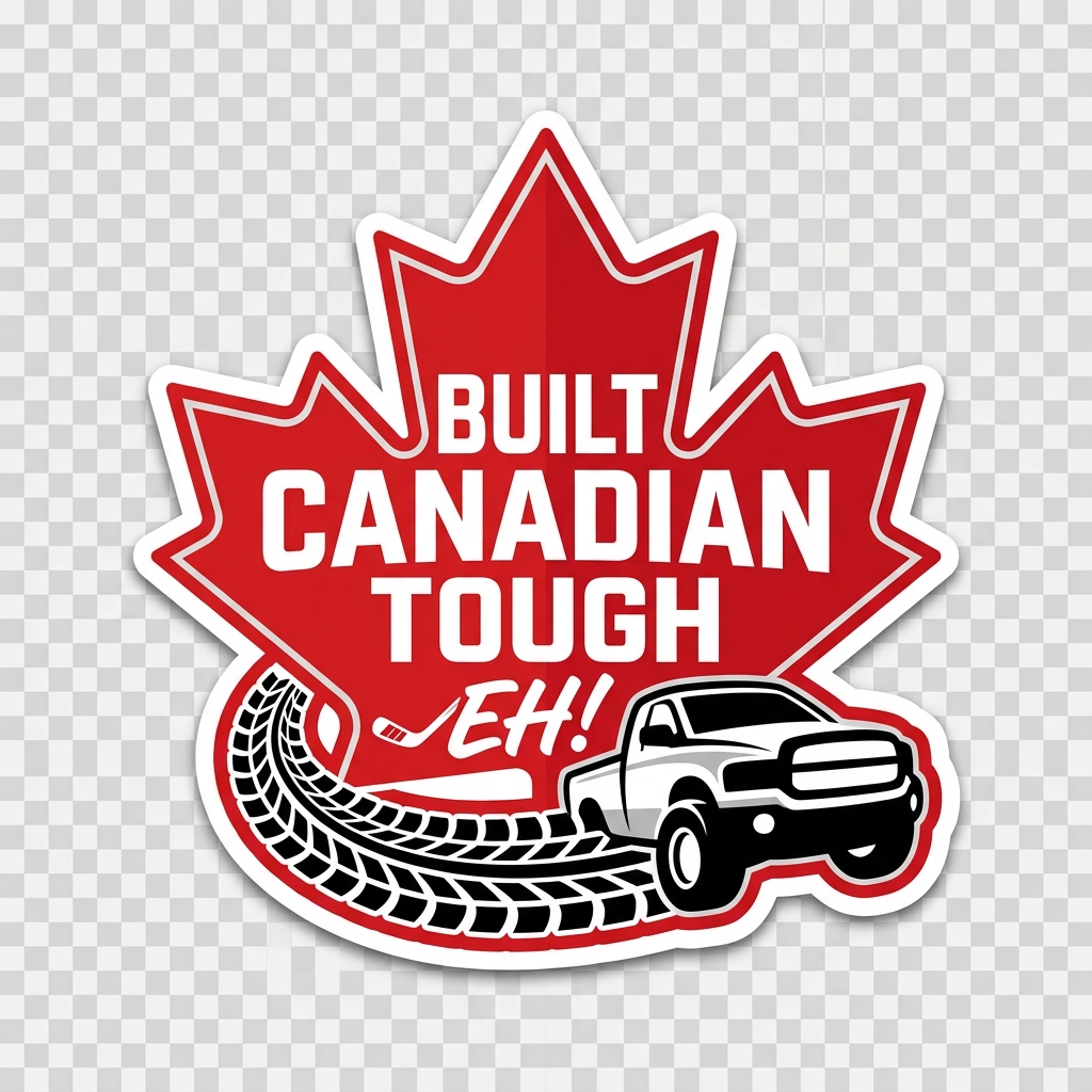 Made in Canada tailgate text truck decal concept